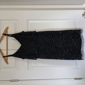 Adrianna Papell beaded black cocktail dress size 8